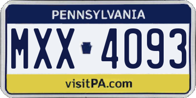 PA license plate MXX4093