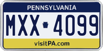 PA license plate MXX4099