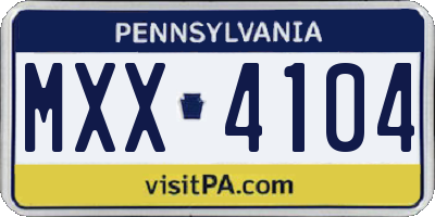 PA license plate MXX4104