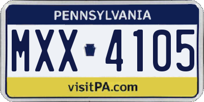 PA license plate MXX4105