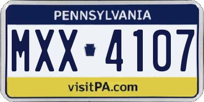 PA license plate MXX4107