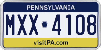 PA license plate MXX4108