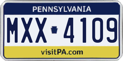 PA license plate MXX4109