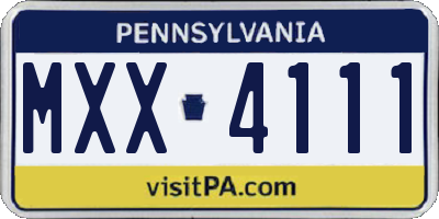 PA license plate MXX4111