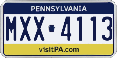 PA license plate MXX4113