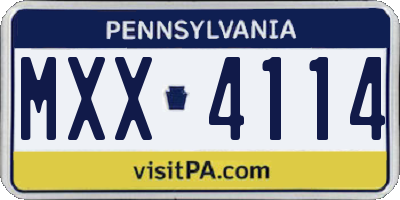 PA license plate MXX4114