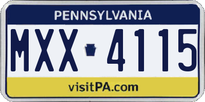 PA license plate MXX4115