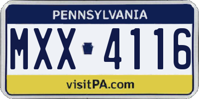 PA license plate MXX4116