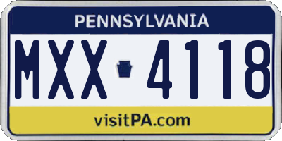 PA license plate MXX4118