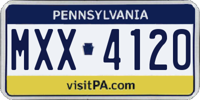 PA license plate MXX4120