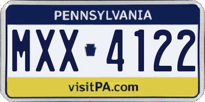 PA license plate MXX4122