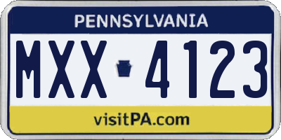 PA license plate MXX4123