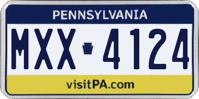 PA license plate MXX4124