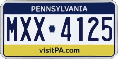 PA license plate MXX4125