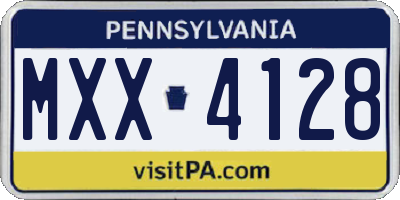 PA license plate MXX4128