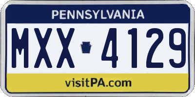 PA license plate MXX4129