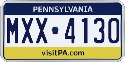 PA license plate MXX4130