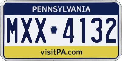 PA license plate MXX4132