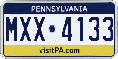 PA license plate MXX4133