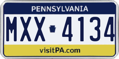 PA license plate MXX4134