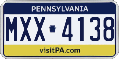 PA license plate MXX4138