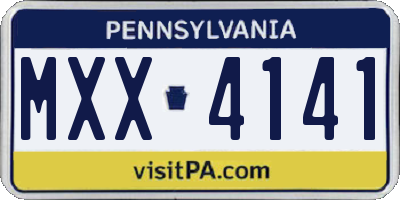 PA license plate MXX4141