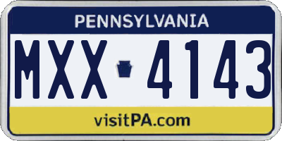 PA license plate MXX4143