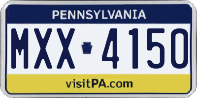 PA license plate MXX4150