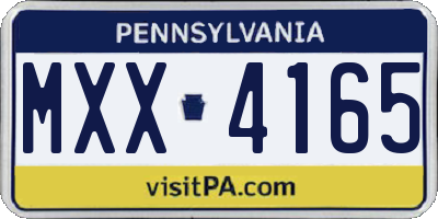 PA license plate MXX4165