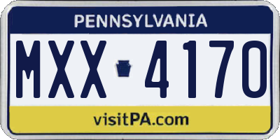 PA license plate MXX4170
