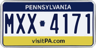 PA license plate MXX4171