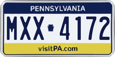 PA license plate MXX4172
