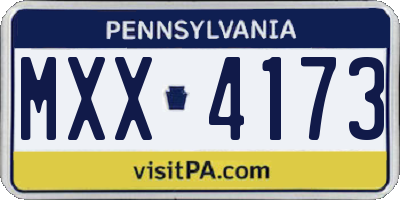 PA license plate MXX4173