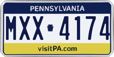 PA license plate MXX4174