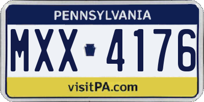 PA license plate MXX4176