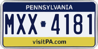 PA license plate MXX4181