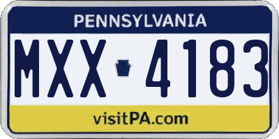 PA license plate MXX4183