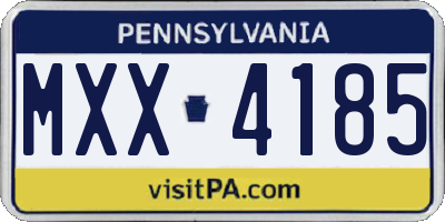PA license plate MXX4185