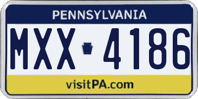 PA license plate MXX4186
