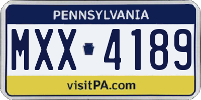 PA license plate MXX4189