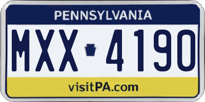 PA license plate MXX4190