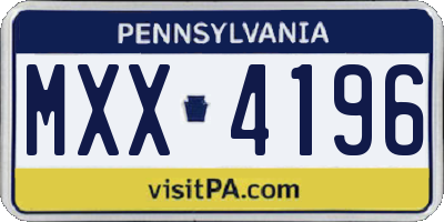PA license plate MXX4196