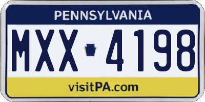 PA license plate MXX4198