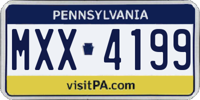 PA license plate MXX4199