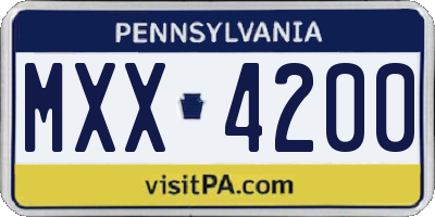 PA license plate MXX4200