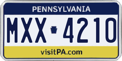 PA license plate MXX4210