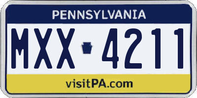 PA license plate MXX4211