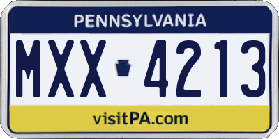 PA license plate MXX4213