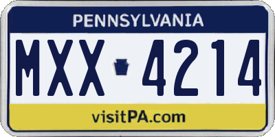PA license plate MXX4214