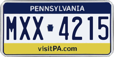 PA license plate MXX4215